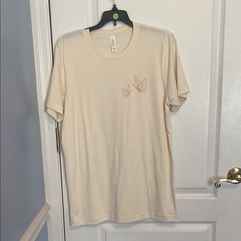 Cream T-Shirt with Butterfly Design